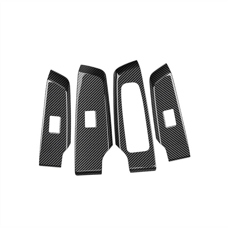 QXWRLD Auto Kohlefaser Fenster Glas Lift Knopf Schalter Abdeckung Trim Tür Armlehne Panel, for Mitsubishi, Outlander 2022-2023 RHD Abdeckung des Fensterbedienfelds von QXWRLD