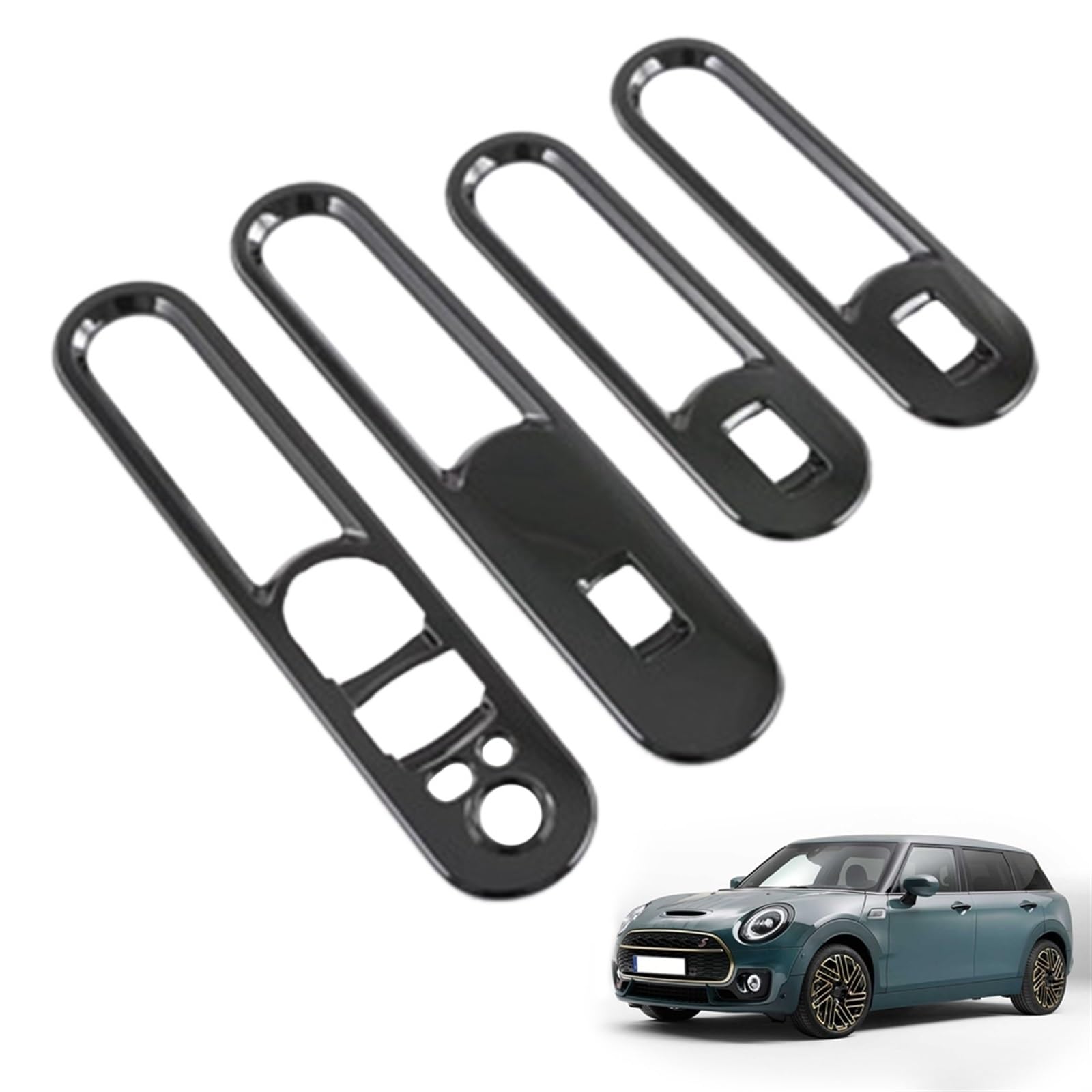 QXWRLD Auto glänzend schwarz Fensterglas Lift Knopf Schalter Abdeckung Zierleiste Tür Armlehne Panel, for Mini, Cooper Clubman 2022 Abdeckung des Fensterbedienfelds von QXWRLD