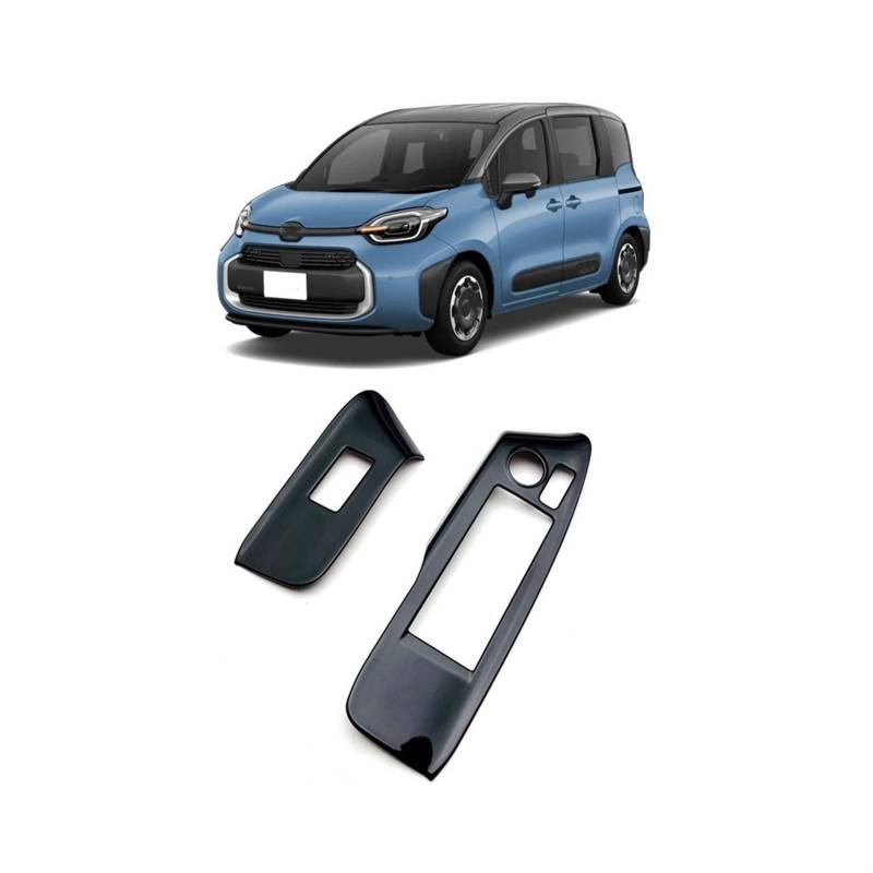 QXWRLD Auto glänzend schwarz Fensterglas Lift Knopf Verkleidung Schalter Abdeckung Tür Armlehne Panel Aufkleber, for Toyota, Sienta 2023 Abdeckung des Fensterbedienfelds von QXWRLD