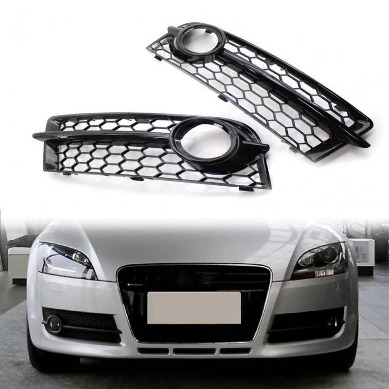 QXWRLD Ersatz ABS Honeycomb Verschleißfestes Nebelscheinwerfergitter, for Audi, for TT 2007-2010 8J0807682 8J0807681 Nebelscheinwerferabdeckung vorne für Fahrzeuge von QXWRLD