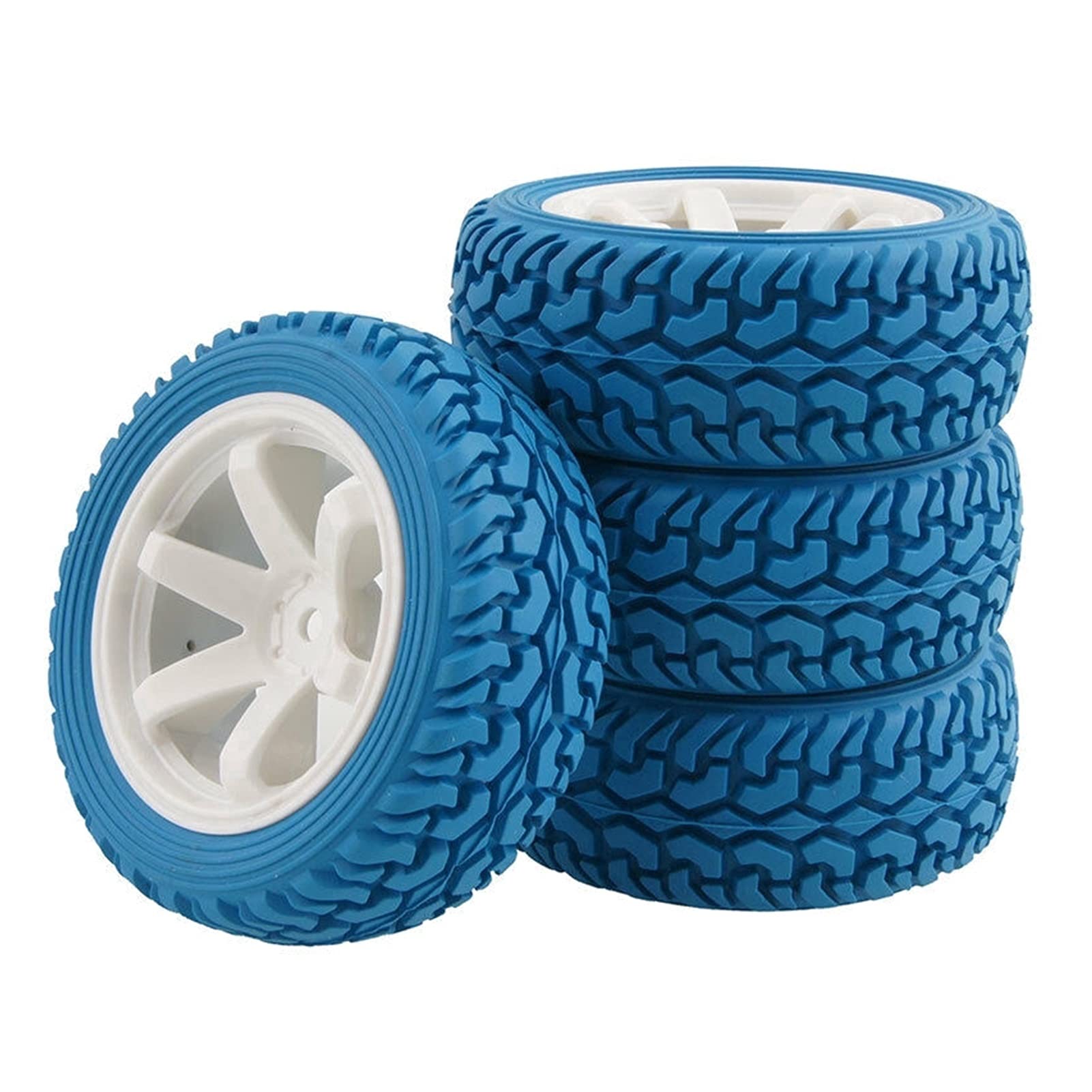 QXWRLD Gummireifen-Felgen, for HSP, for HPI, 1/10 On-Road-Rallye-Auto RC 702-8019 RC-Autoräder(Blue Tires) von QXWRLD