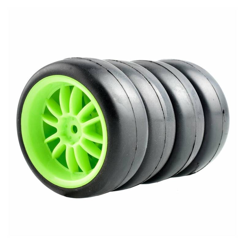 QXWRLD RC Slick Racing Reifen Radsätze, for HSP, for HPI, 1/10 1,10 Tourenwagen RC-Autoräder(Green Wheel) von QXWRLD