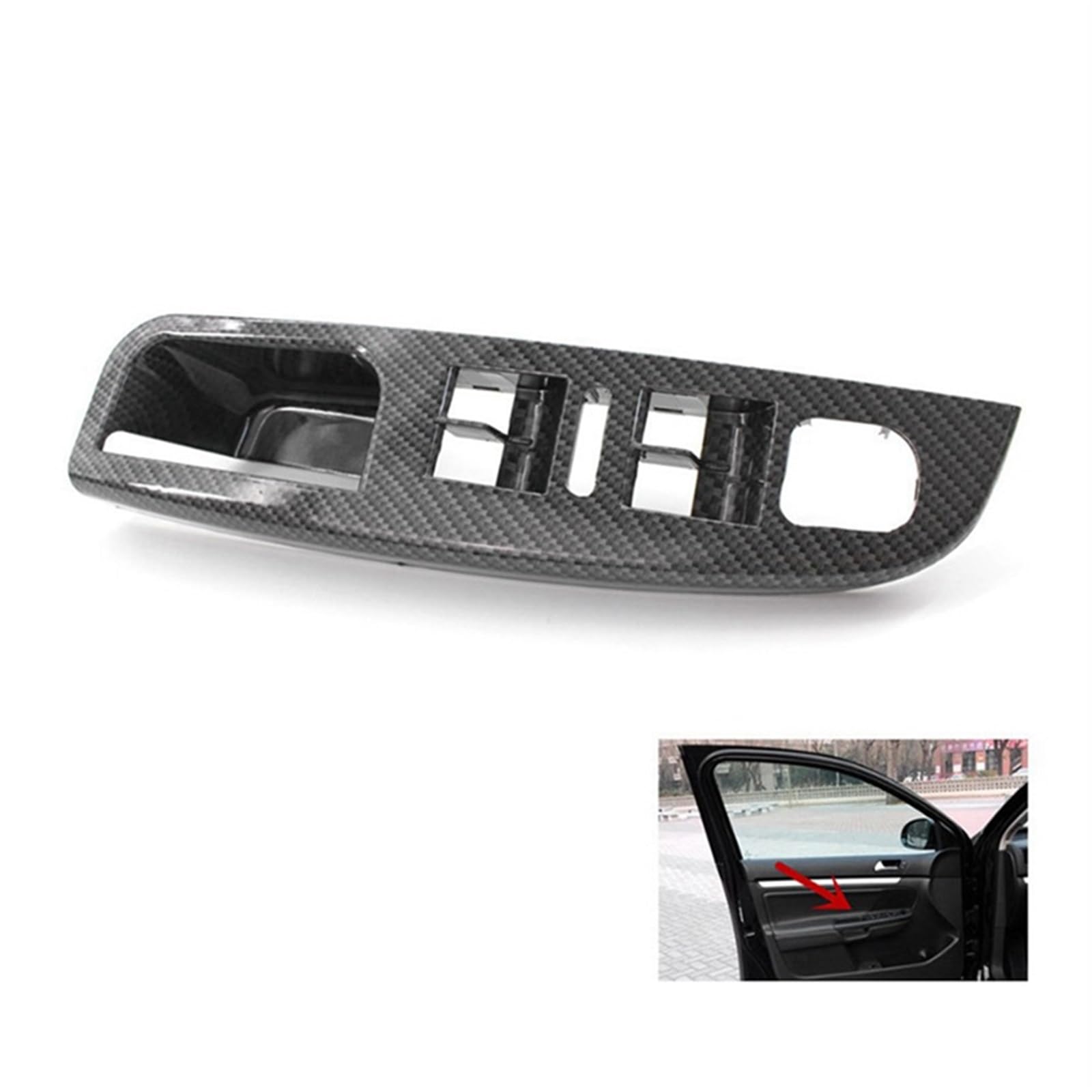 QXWRLD Seitlicher Haltegriff Carbon Fiber Tür Fenster Schalter Bedienfeld Abdeckung Zierleisten Rahmen, for Jetta, MK5, for Golf, 5 2005-2009 Abdeckung des Fensterbedienfelds von QXWRLD