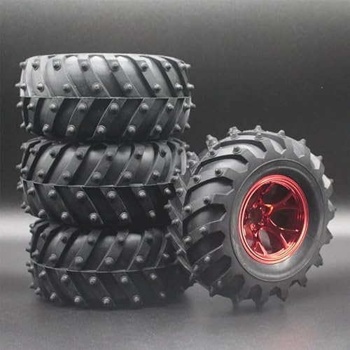 QXWRLD for HSP, 0703-3002 Gummireifen Radsätze 4P 1:10 RC Bigfoot Truck 94180 94111 94188 RC-Autoräder(Red) von QXWRLD