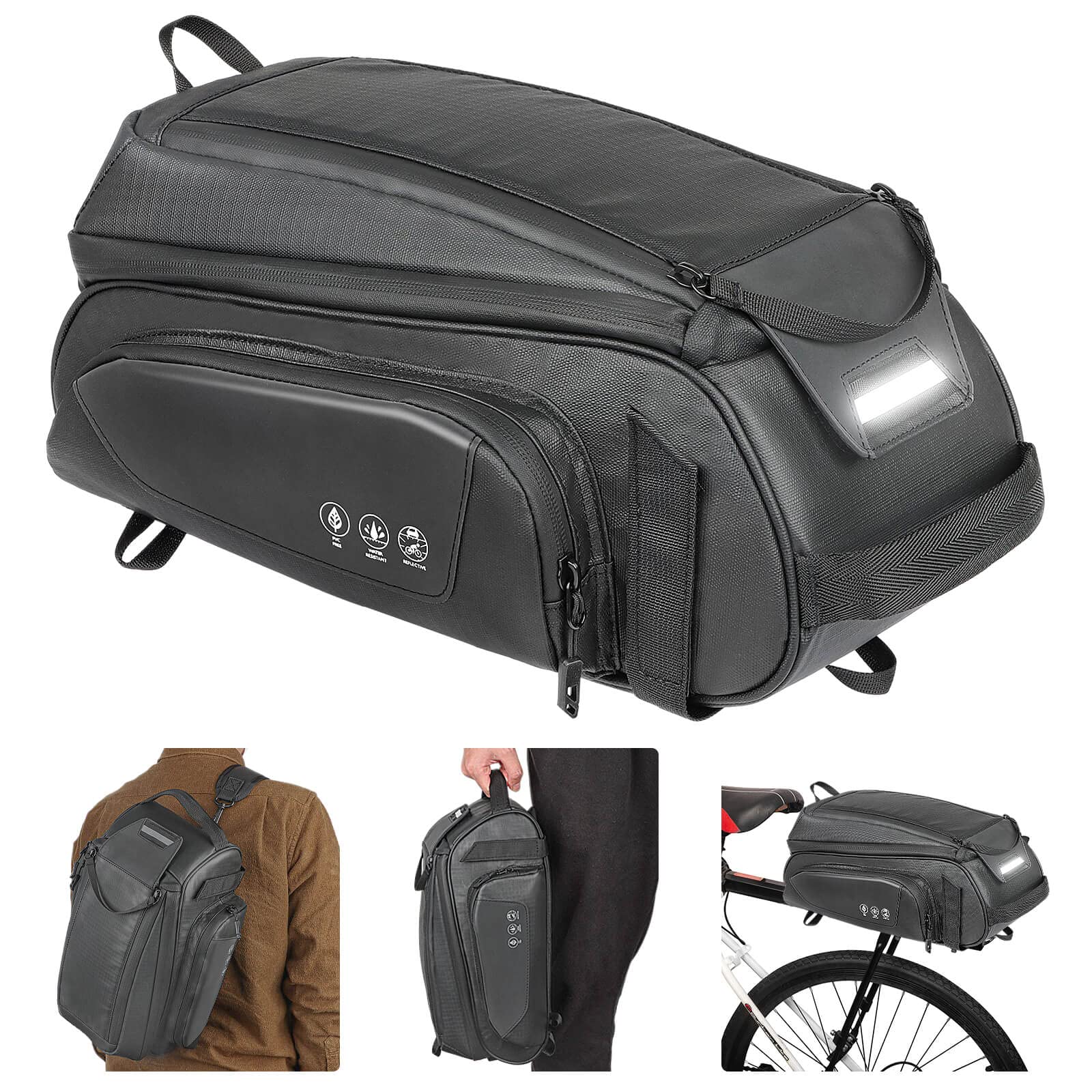 QYCHHJ Fahrradgepäckträgertasche 8L Wasserdicht Fahrrad Heckträger Tasche Ausziehbar Fahrrad Aufbewahrungstasche mit Schultergurt Fahrradträger Sitztasche Fahrrad Satteltasche Outdoor Fahrrad von QYCHHJ