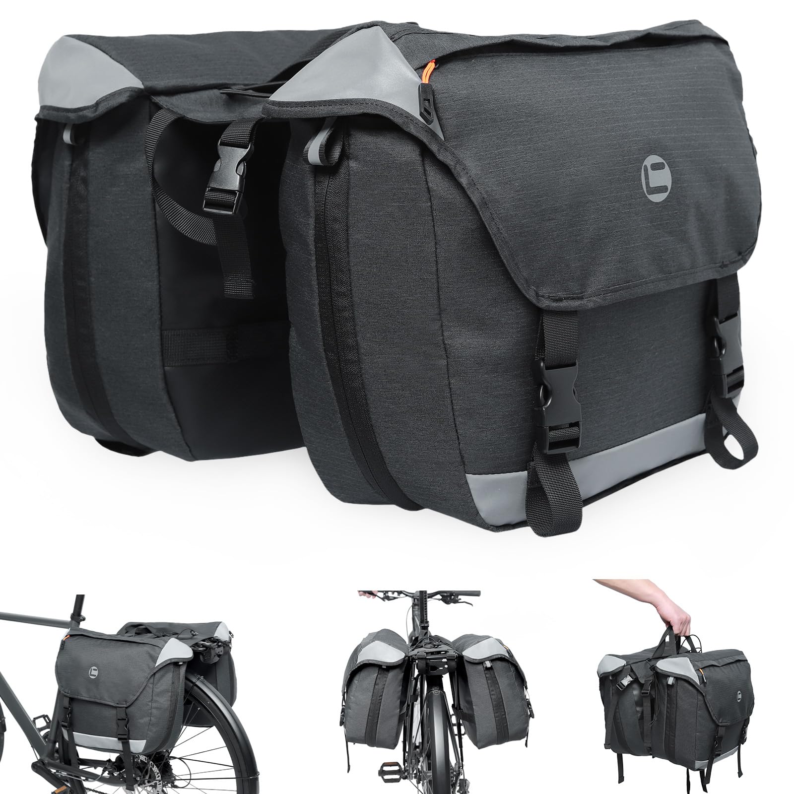 QYCHHJ Fahrradtaschen für Fahrrad-Gepäckträger, 14 l, Hartschale, wasserdicht, mit Reflektor, Regenschutz und Schultergurt, für Pendler, Reisen, Outdoor, 30 l von QYCHHJ