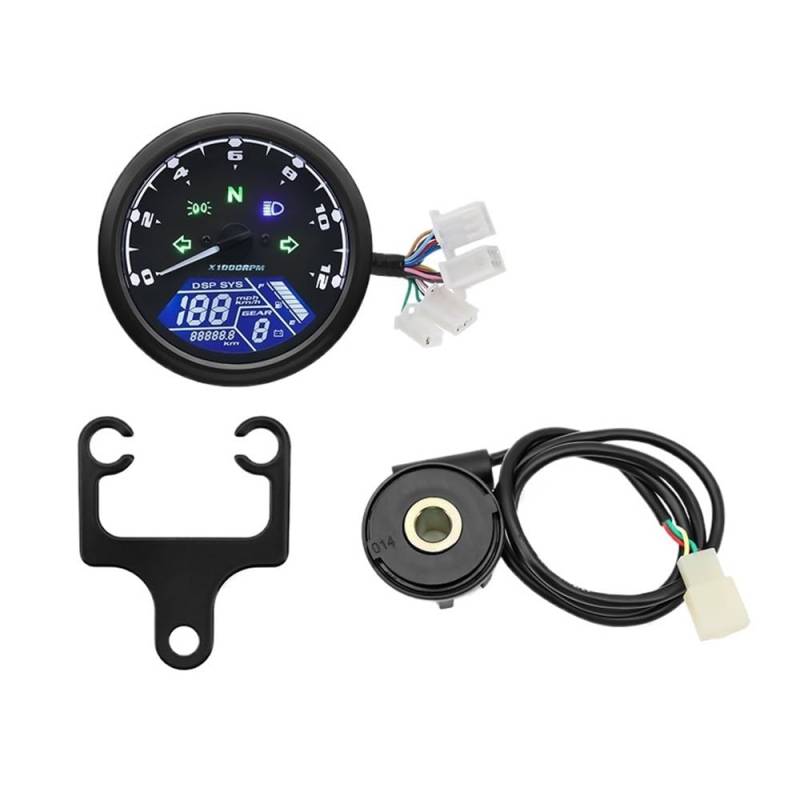 Tacho 0~12000RPM Universal Motorrad Tacho Dashboard Panel Digital Display Geschwindigkeit MPH Km/h Drehzahlmesser Kraftstoff Für Honda Für YA&MAHA von QYDNCIOSW