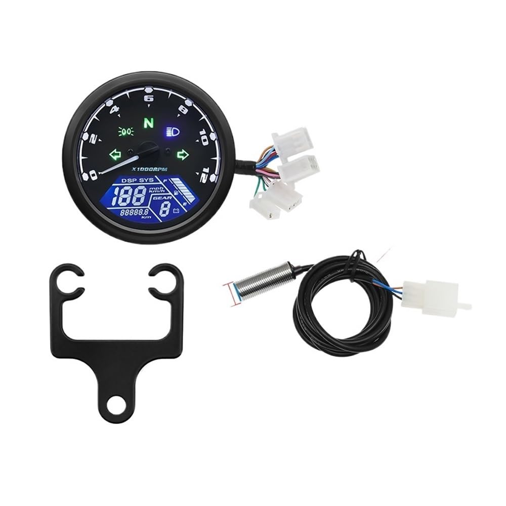 Tacho 0~12000RPM Universal Motorrad Tacho Dashboard Panel Digital Display Geschwindigkeit MPH Km/h Drehzahlmesser Kraftstoff Für Honda Für YA&MAHA von QYDNCIOSW