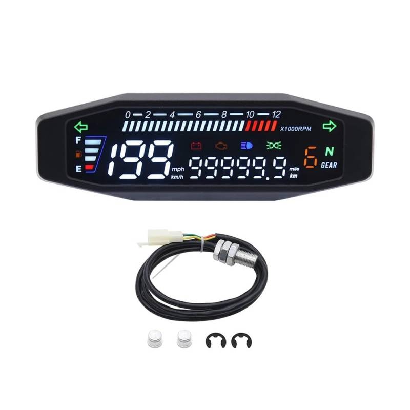 Tacho 12000 RPM Motorrad-Tachometer Verbesserter Digitaler Armaturenbrett-Motorrad-Tachometer Mit Blinkerleuchte von QYDNCIOSW