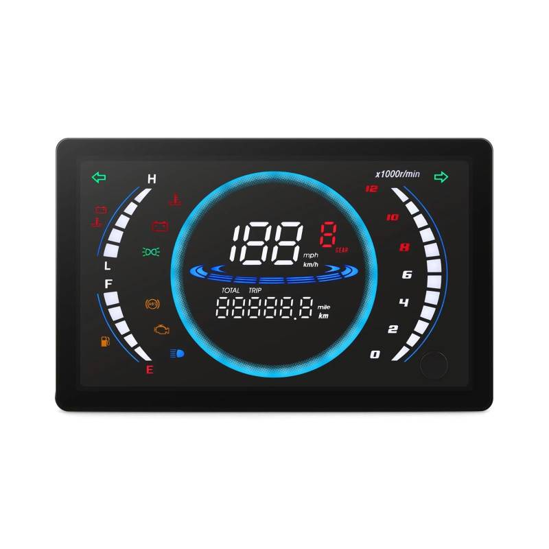 Tacho 12V Universal Digital Motorrad Tachometer RPM Dashboard Einstellbar 7in Digital Tachometer Mit Temperatur von QYDNCIOSW