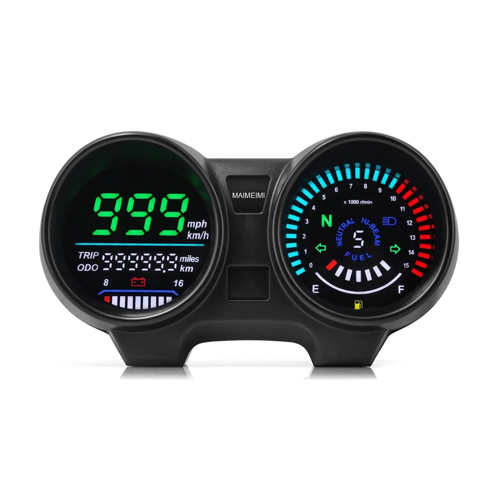 Tacho AD Universal Motorrad Digital Tachometer Kilometerzähler Geschwindigkeitsmesser Wasserdicht Motor Dashboard KM/H MPH Drehzahlmesser Stundenzähler von QYDNCIOSW