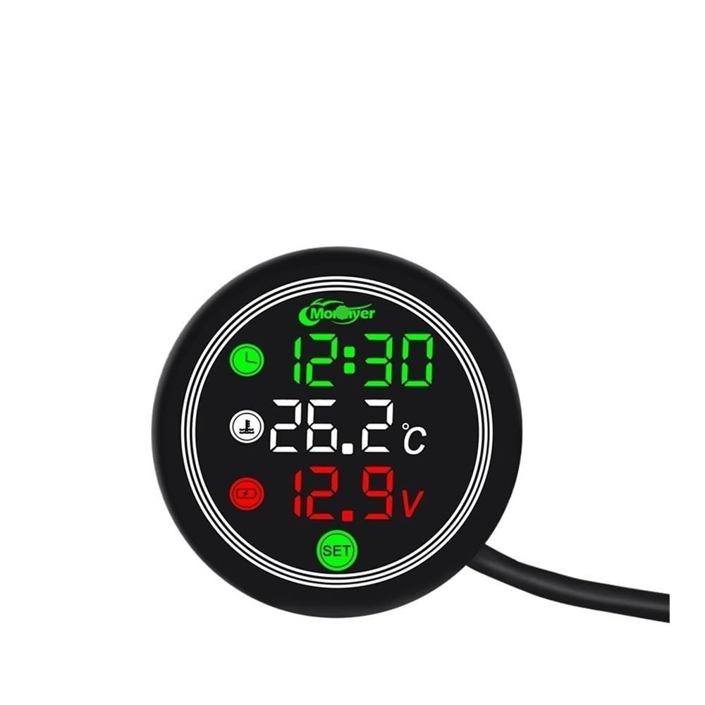 Tacho Motorrad-, Digitale Moto-Universal-Temperaturuhr, Mini-Vollbild-Thermometer, 4-in-1-Touchscreen-Messgerät von QYDNCIOSW