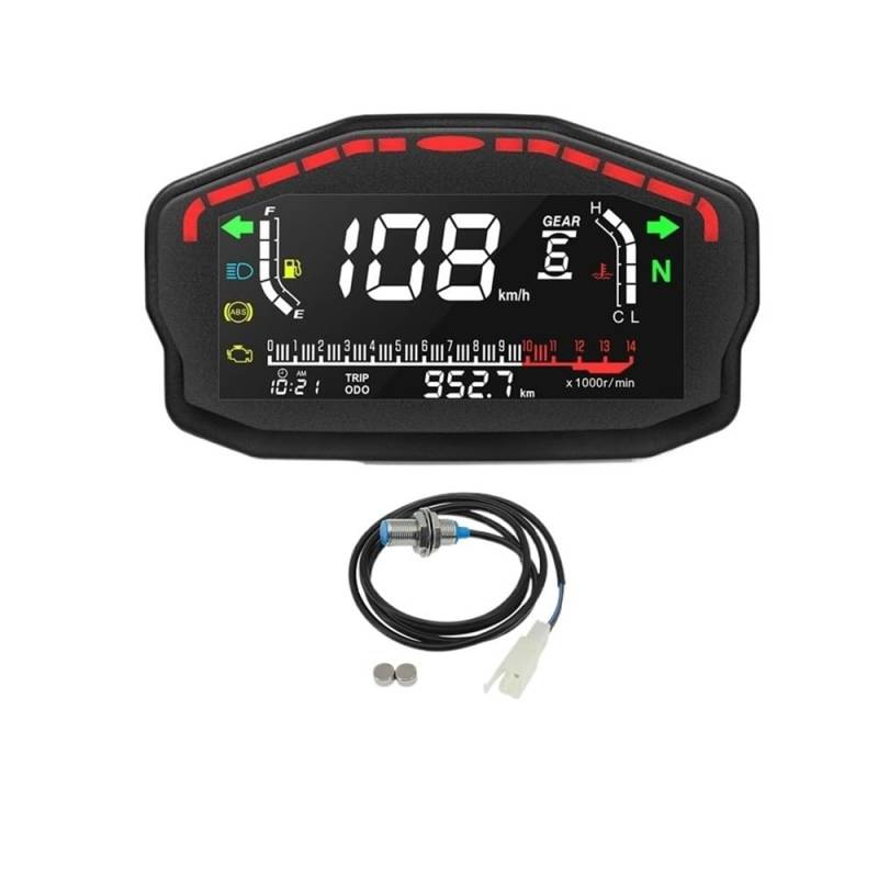 Tacho Motorrad Digital Dash Panel Universal -Computer-geschwindigkeitsmesser-grüne 2 4 Zylinder Für Honda Für Du&Cati Für KA&WASAKI Für Su&zuki von QYDNCIOSW