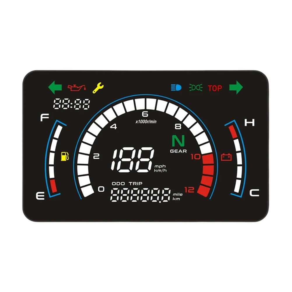 Tacho Motorrad-Digital-Tachometer-Bildschirm, Digitaler Motorrad-Tachometer, Verstellbarer Digitaler Tacho von QYDNCIOSW