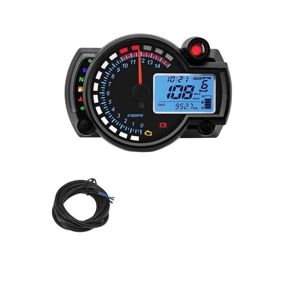 Tacho Universal Digital Motorrad 7 Farben Speed ​​Gauge Meter MAX 299KM/H Dashboard RX2N Kilometerzähler Instrument von QYDNCIOSW