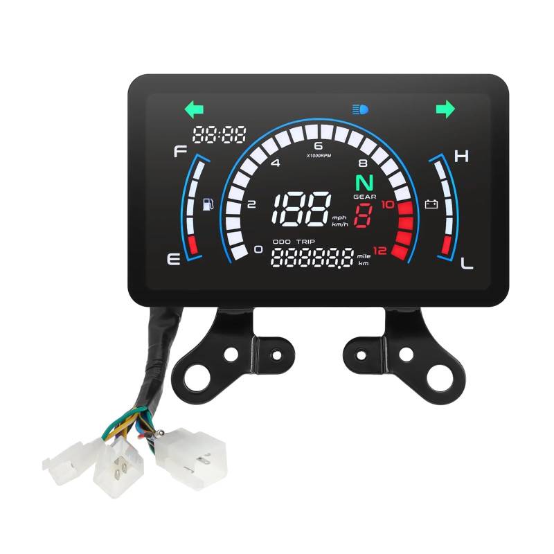 Tacho Universal Digital Motorrad Für Honda Tachometer RPM Drehzahlmesser Wassertemperaturanzeige 2 Einheiten Kilometerzähler Armaturenbrettanzeige von QYDNCIOSW