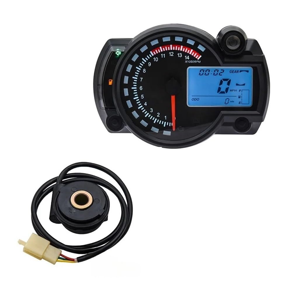 Tacho Universal Digital Motorrad RX2N Kilometerzähler Meter Instrument Einstellbar MAX 299KM/H 7 Farben Dashboard von QYDNCIOSW