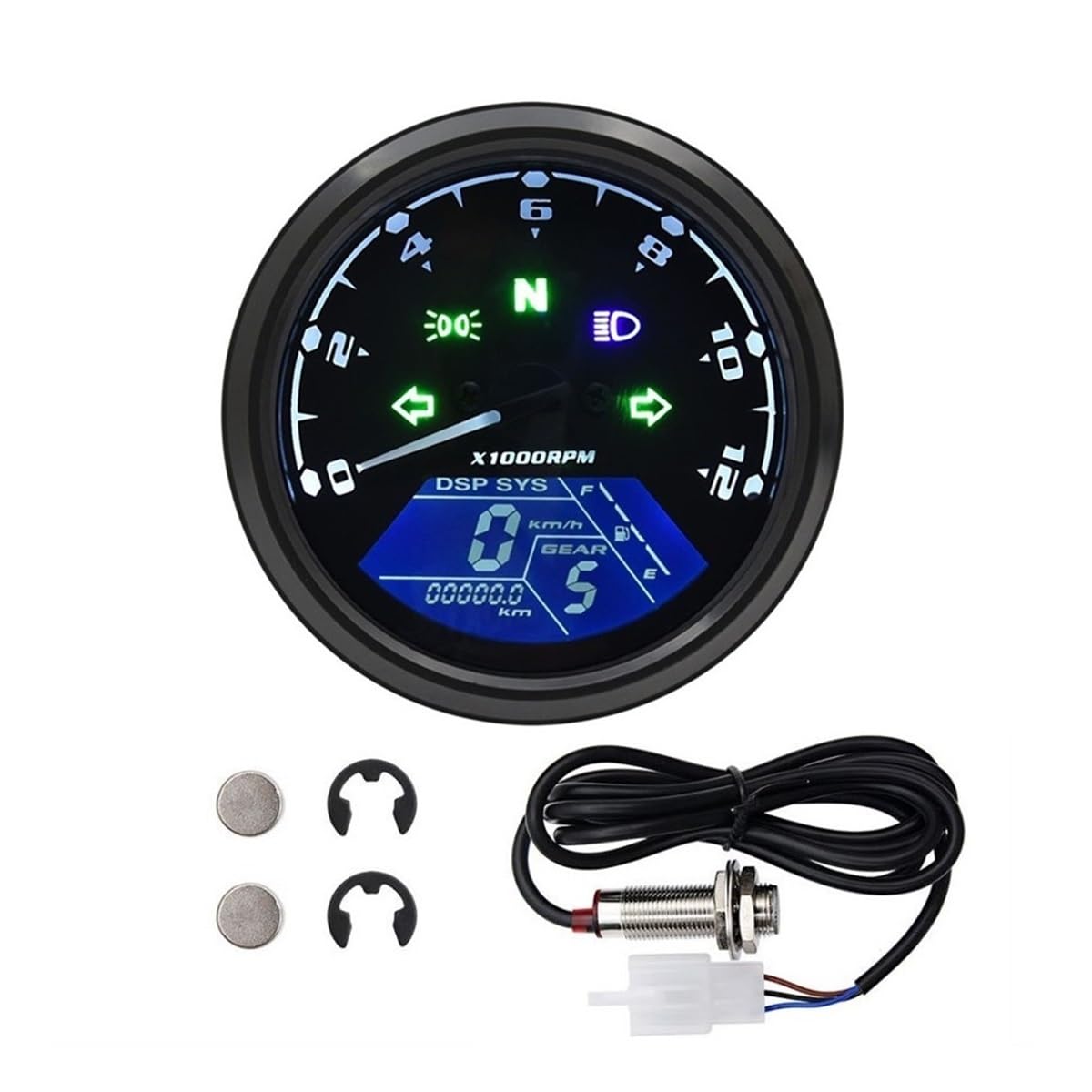 Tacho Universal Motorrad 12000RMP-computer-geschwindigkeitsmesser-grüne Tachometer 1-4 Zylinder Motorrad Gauge Motorrad Digital Dash von QYDNCIOSW