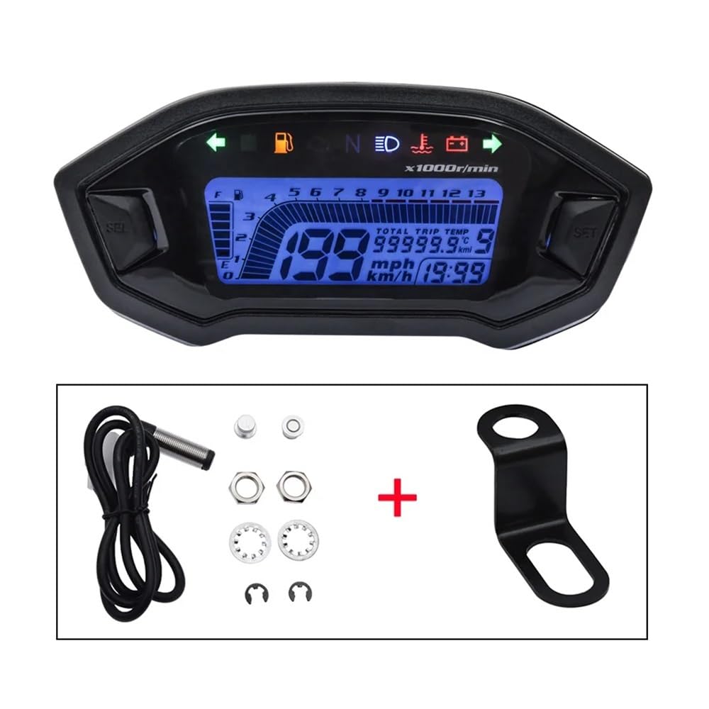 Tacho Universal Motorrad Digital 13000rpm Tacho Hintergrundbeleuchtung Motor Fahrzeug Für 2-4 Zylinder Kilometerzähler 7 Farben Anpassen von QYDNCIOSW