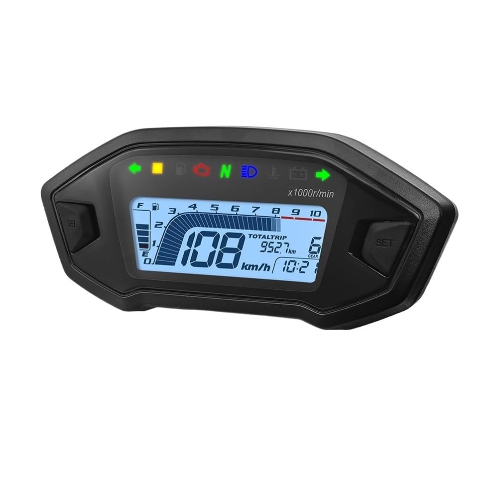 Tacho Universal Motorrad Digital Panel Tacho 7 Farben Dashboard Mit Blinker Lichter Roller Meter Fort Für KA&WASAKI von QYDNCIOSW