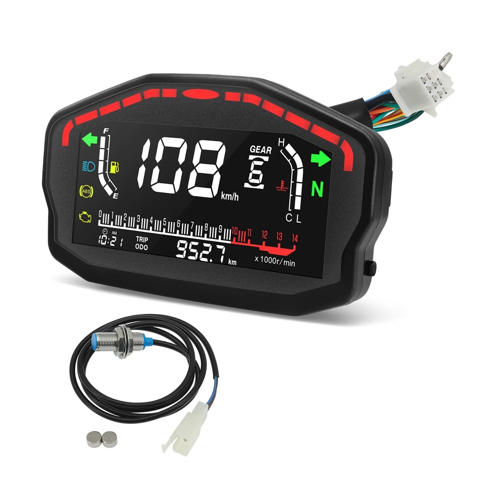 Tacho Universal Motorrad Digital Tacho Kilometerzähler Hintergrundbeleuchtung Moto Dashboard Für B&M&W Für Honda Für Du&Cati 2,4 Zylinder von QYDNCIOSW