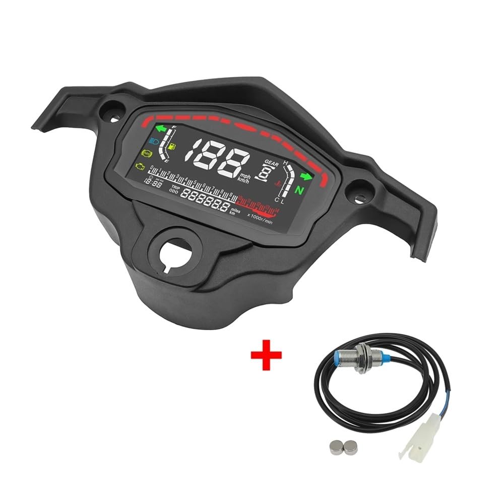 Tacho Universal Motorrad Digital Tacho Kilometerzähler Hintergrundbeleuchtung Moto Dashboard Für B&M&W Für Honda Für Du&Cati 2,4 Zylinder von QYDNCIOSW