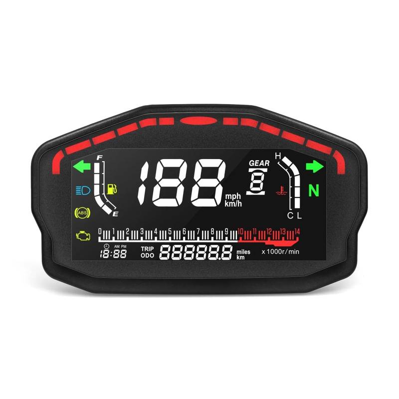 Tacho Universal Motorrad Digital Tacho Kilometerzähler Hintergrundbeleuchtung Moto Dashboard Für B&M&W Für Honda Für Du&Cati 2,4 Zylinder von QYDNCIOSW