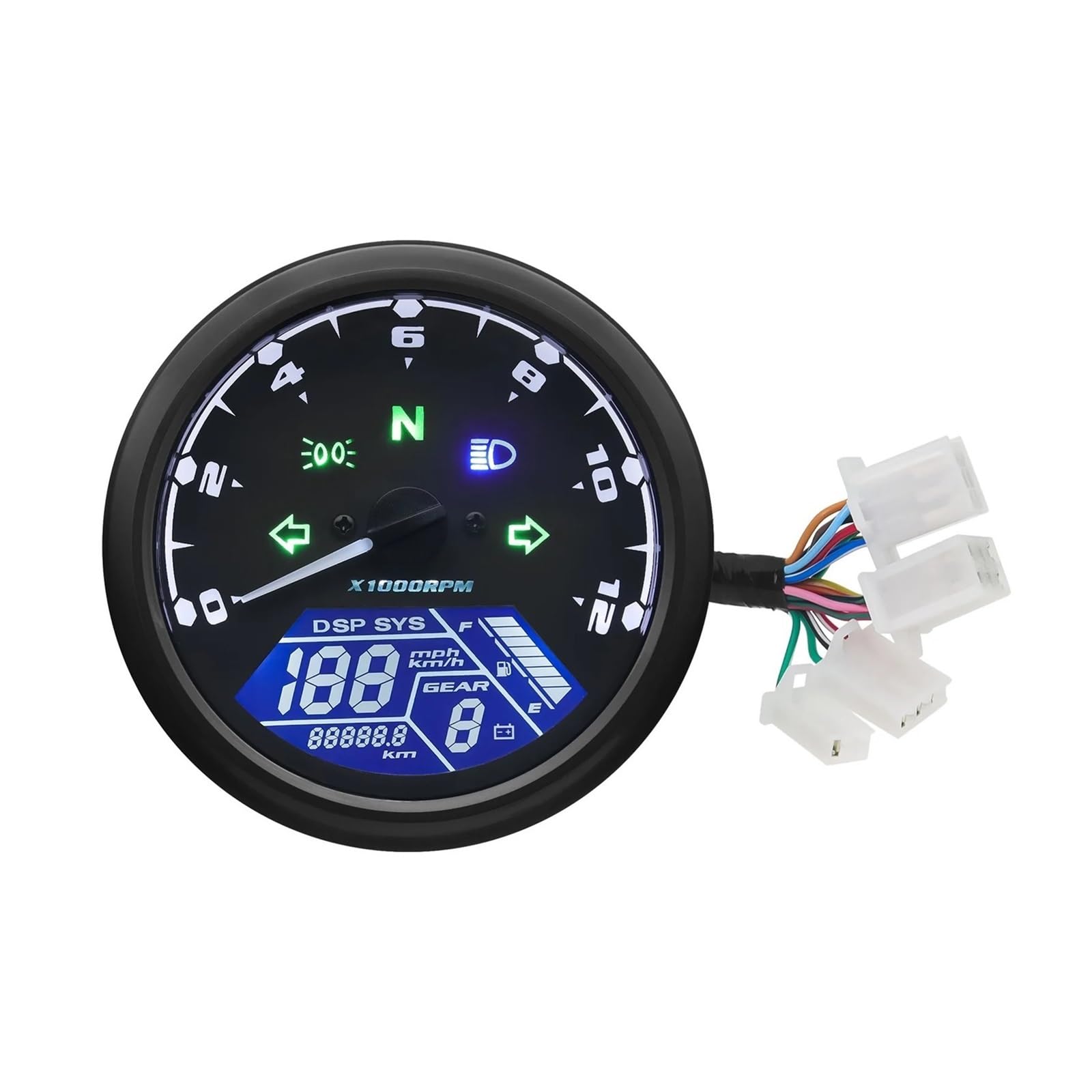 Tacho Universal Motorrad Instrument 12000RMP-computer-geschwindigkeitsmesser-grüne Tachometer 1-4 Zylinder Motorrad Gauge Moto Digital Dash von QYDNCIOSW