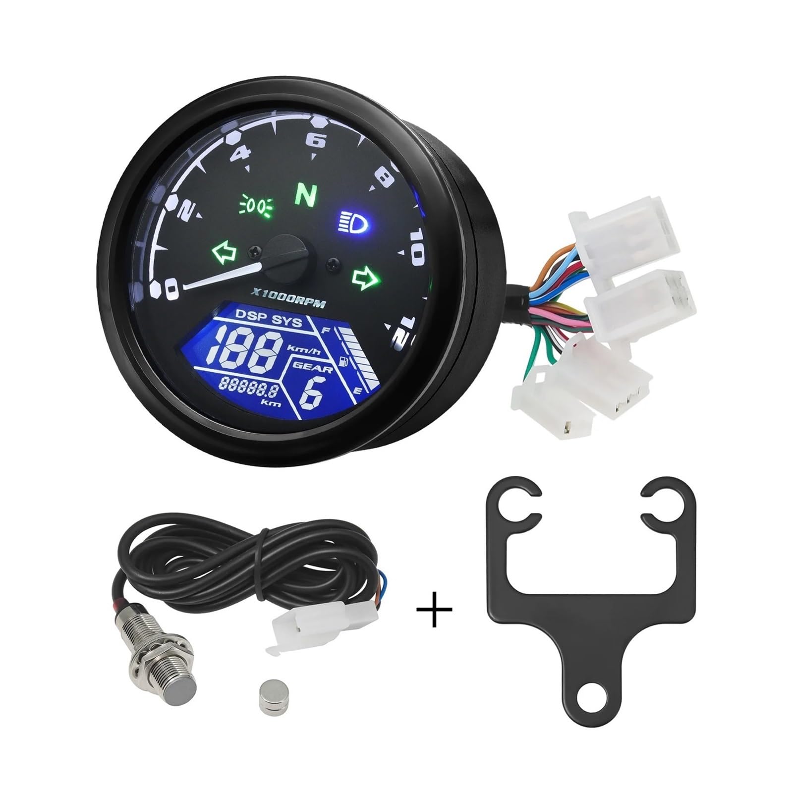 Tacho Universal Motorrad Instrument 12000RMP-computer-geschwindigkeitsmesser-grüne Tachometer 1-4 Zylinder Motorrad Gauge Moto Digital Dash von QYDNCIOSW