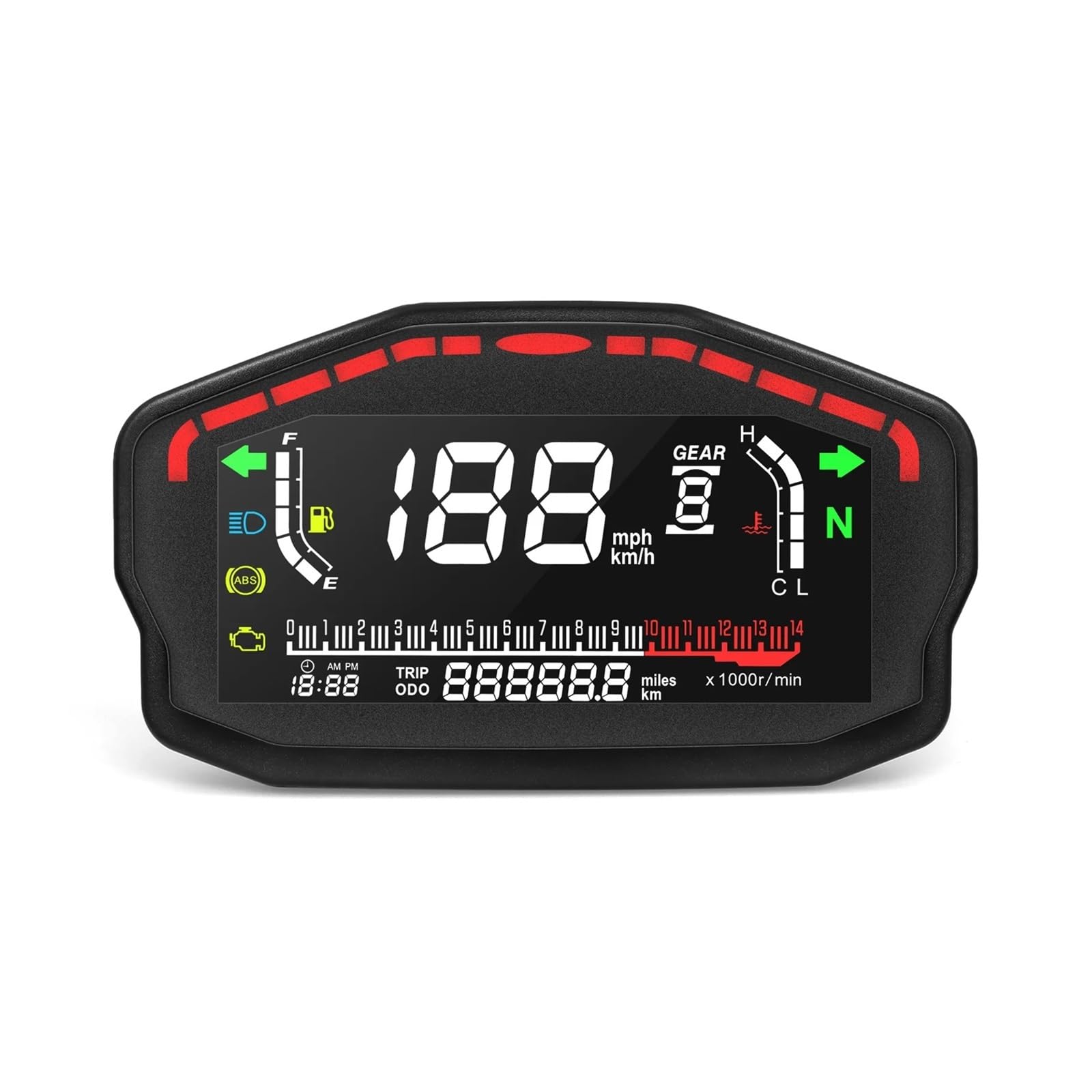 Tacho Universal Motorrad Tachometer Digital Kilometerzähler Für 2,4 Zylinder RPM Drehzahlmesser Für Honda Für Du&Cati Für KA&WASAKI von QYDNCIOSW