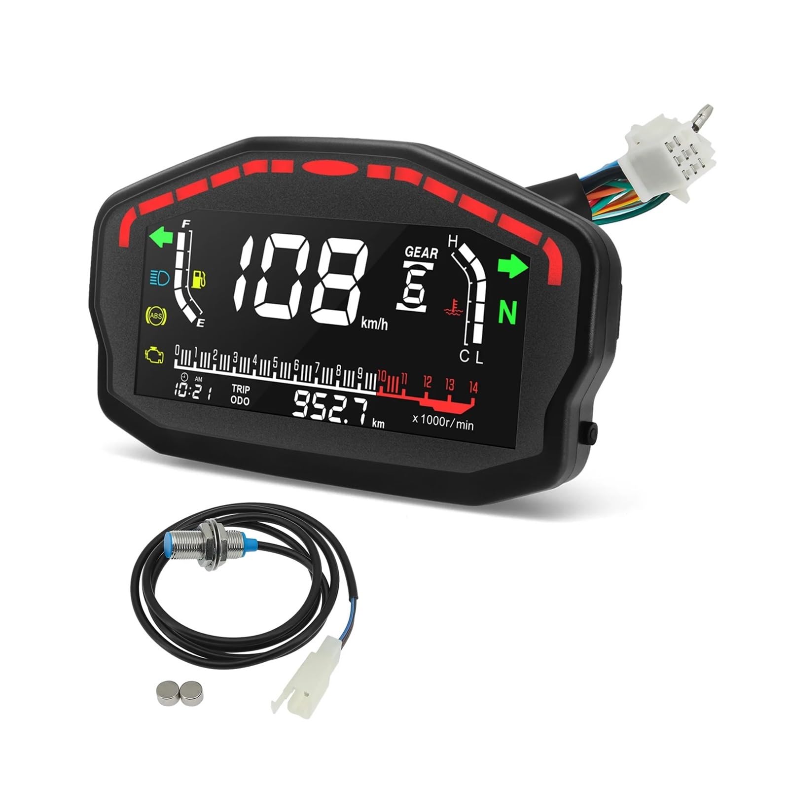 Tacho Universal Motorrad Tachometer Digital Kilometerzähler Für 2,4 Zylinder RPM Drehzahlmesser Für Honda Für Du&Cati Für KA&WASAKI von QYDNCIOSW