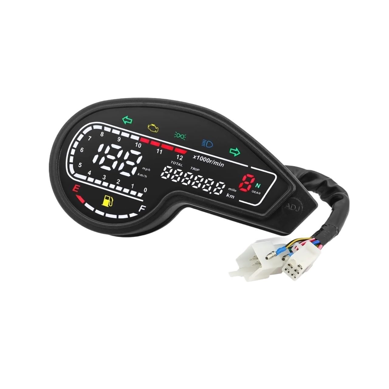 Tacho Universal Motorrad Tachometer Digital Kilometerzähler Geschwindigkeit Km/h MPH 12000rpm Drehzahlmesser Ölstandsanzeige Für Honda Für Titan 150 von QYDNCIOSW