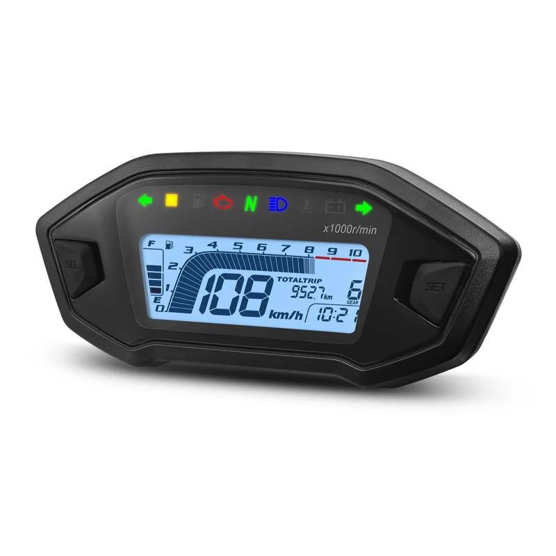 Tacho Universal Tachometer Digital Panel Meter Display Drehzahlmesser Geschwindigkeit Kilometerzähler Kraftstoffstand Wassertemperatur Für 2,4 Zylinder von QYDNCIOSW