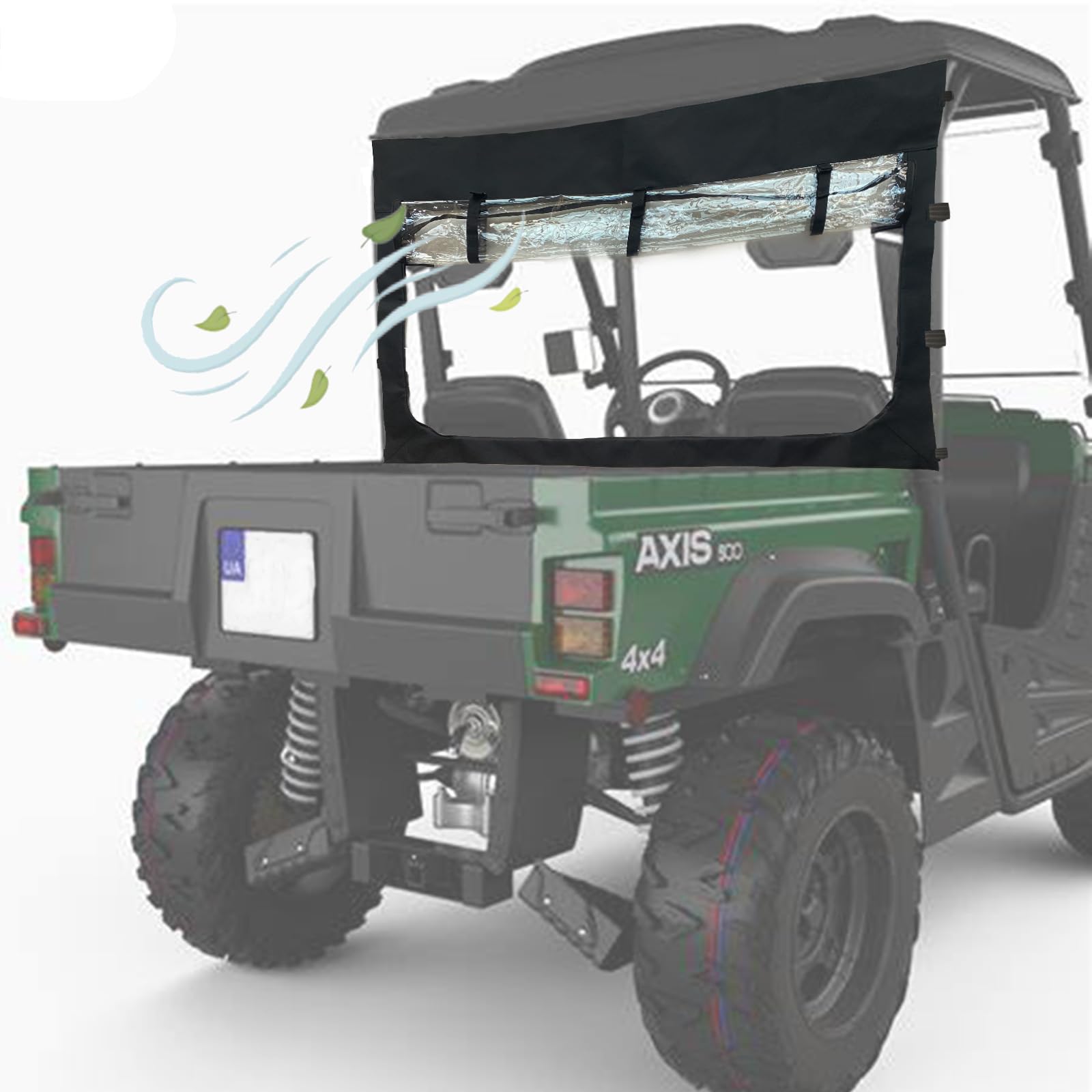 QYMOTO Axis 500 UTV-Heckscheibe für Hisun 500 700, Axis 500 700 750 Crew Zubehör, weiche Heckscheibe mit Reißverschluss für Rhino 450 660 700, Massimo MSU500, Coleman 500 700 Teile von QYMOTO