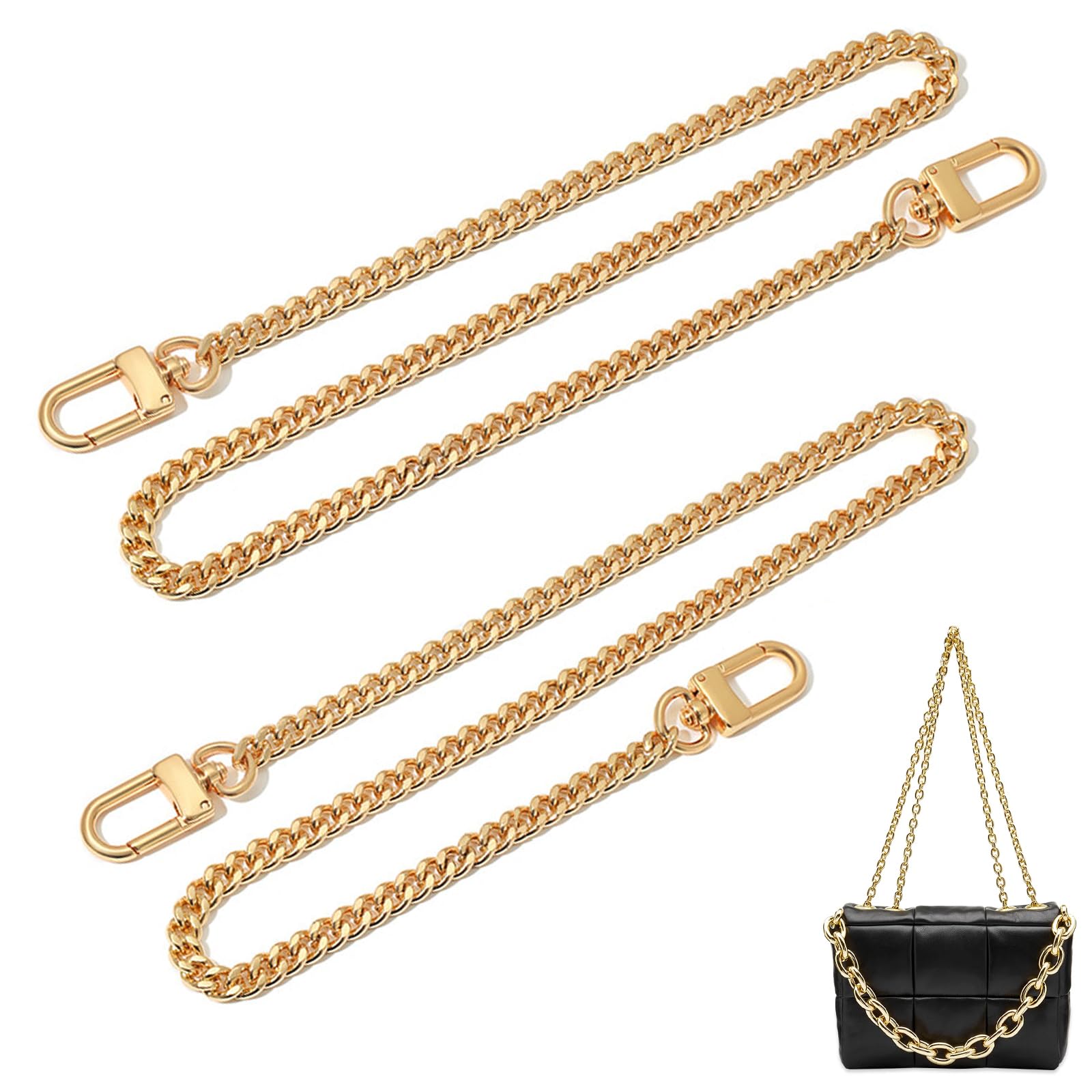 Taschenkette, 2 Stück Kette für Tasche 120cm/80cm Taschen Kette Taschenriemen Gold Taschenketten Metall Schulterriemen für Taschen Umhängetasche Handtasche von QYRDBGY