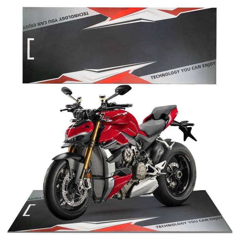 QYSaiXuan Motorradteppich Waschbar Fahrradteppich rutschfest Gummimatte für Motorrad, Fahrrad, Garage 200 x 60cm Premium Öl Auffangmatte von QYSaiXuan