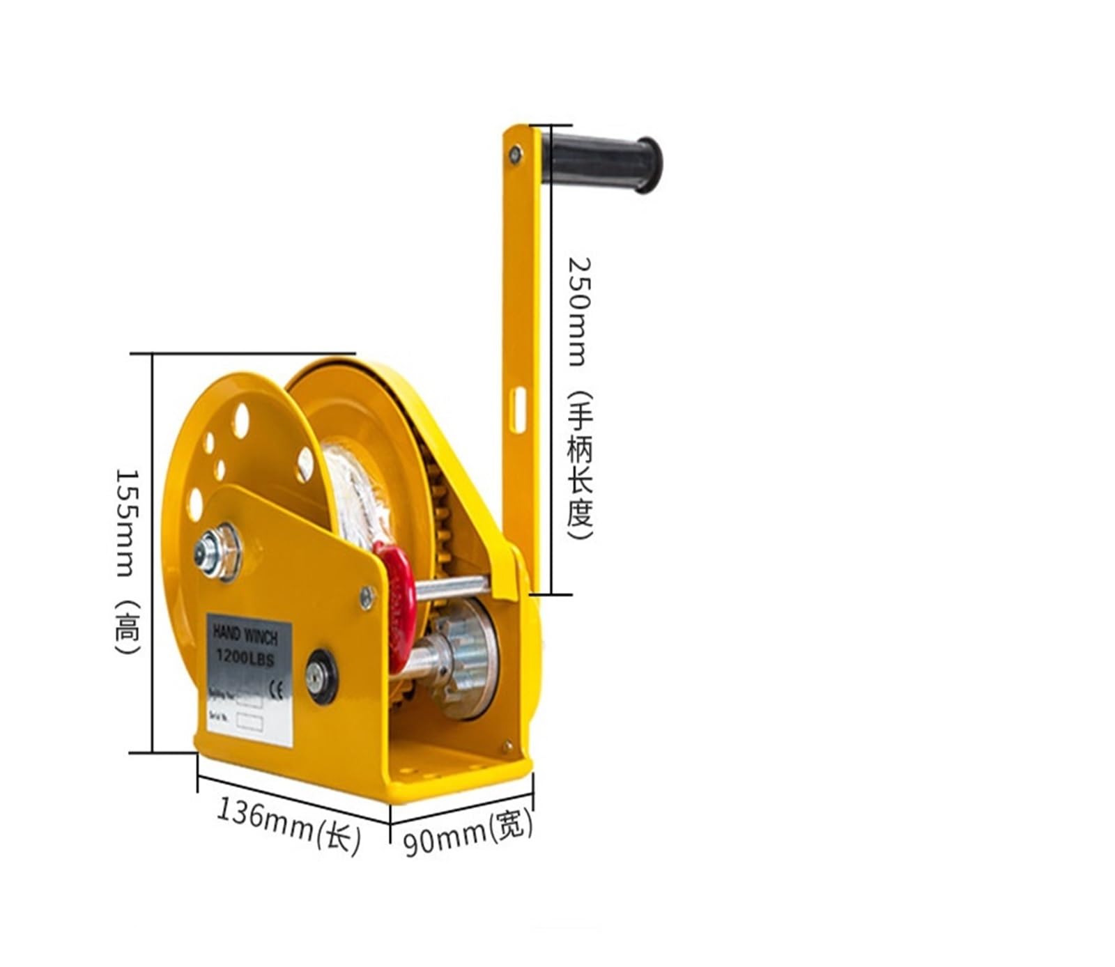 Elektrische Winde 1200/1800/2600LB Zwei-Wege-selbstsichernde kleine Handwinde mit automatischer Bremse, manuelle Winde, Traktorwinde, tragbare Winden Einfach zu installieren(1200LB,10M Cable) von QZCX