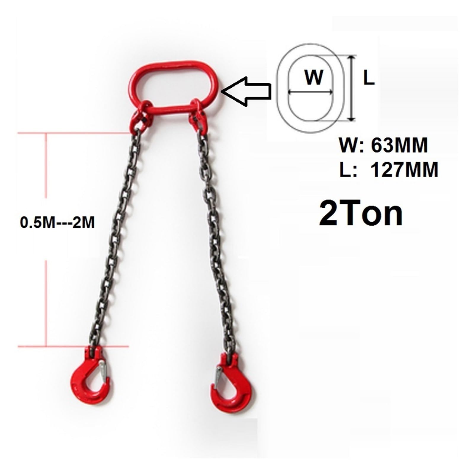 Kettenschlinge, Kettenschlinge, 0,5 Tonnen – 2T Fassheber, Klemme, Eimer, Fass, Öltank, kann Kettenschlinge, leicht und tragbar(40020010-07 2T 1M) von QZCX