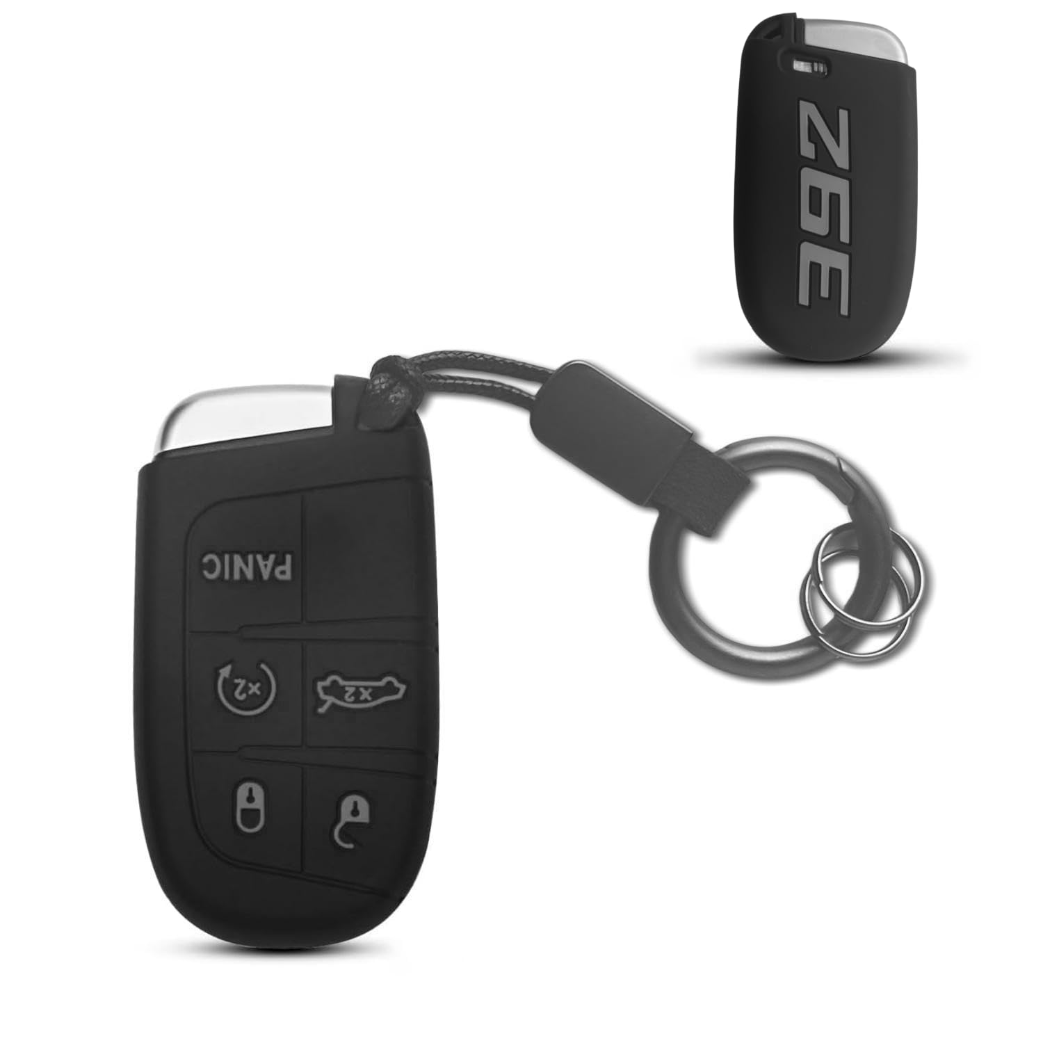 QZXIAOGU Kompatibel mit Dodge Schlüsselanhänger mit Schlüsselanhänger, weiches Silikon, Schutz für Dodge RAM Durango 392 Challenger Smart Key (grau) von QZXIAOGU