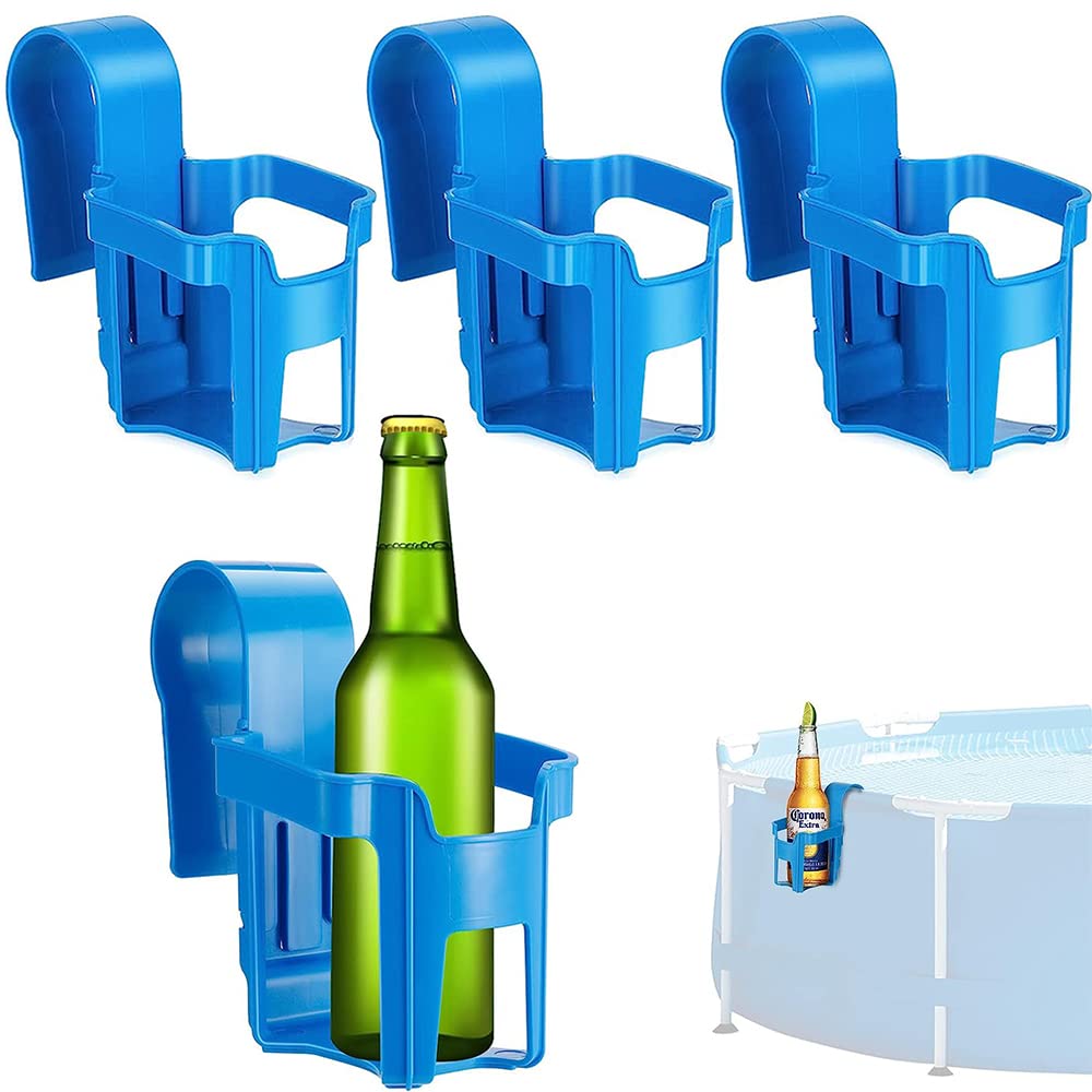 4 Stücke Getränkehalter Poolrand, Pool Becherhalter, Poolside Getränkehalter, Getränkehalter Pool, zum Abstellen von Getränken und Kleinen Gegenständen am Beckenrand (Blau) von Qanye