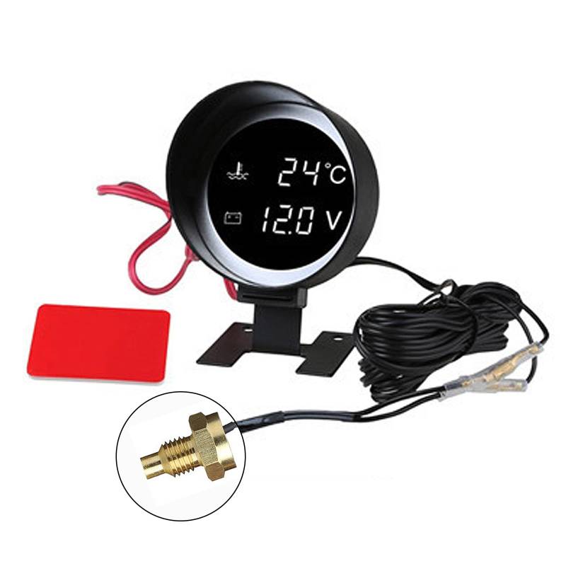 Qaonsciug Digitalanzeige LED Voltmeter Wassertemperaturanzeige Meter 8/10/12/14/16/17/21 Mm Für LKW von Qaonsciug