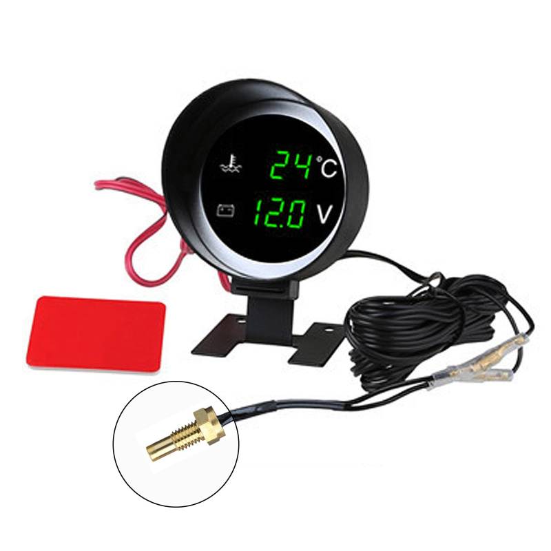 Qaonsciug Digitalanzeige LED Voltmeter Wassertemperaturanzeige Meter 8/10/12/14/16/17/21 Mm Für LKW von Qaonsciug