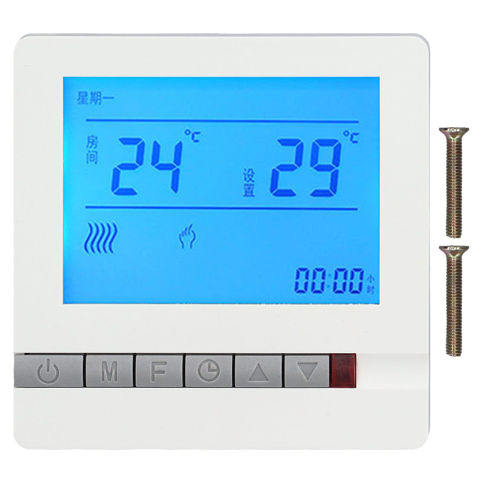 Qcwwy Digitaler Thermostat, Thermostat LCD-Bildschirm Hochgenauer Temperatursensor 220V Großbildschirm Elektrischer Fußbodenheizungs-Thermostat LCD-Bildschirm-Heizungsthermostat von Qcwwy