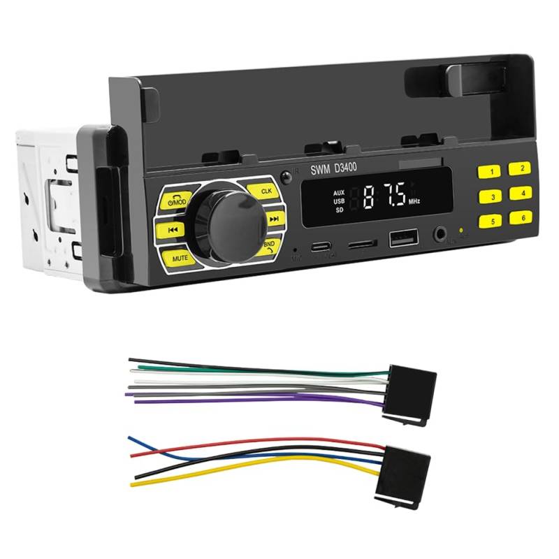 Qerwsdty 1 Satz Freisprecheinrichtung A2DP Typ C USB TF AUX Telefonhalter Audiosystem Haupteinheit Autoradio von Qerwsdty