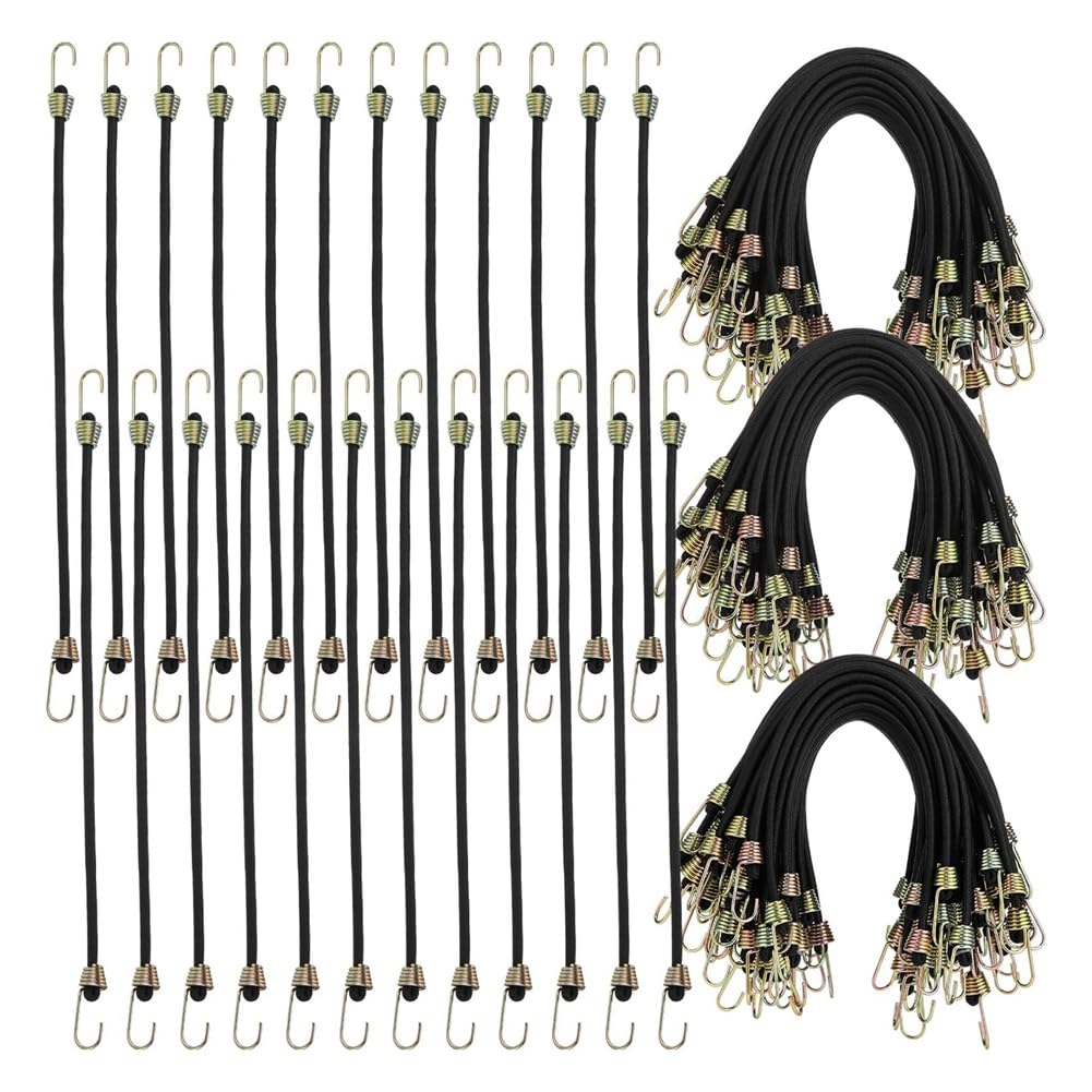 Qerwsdty 50 Stück Mini-Spannseile mit Haken, Kleine Spannseile, 25,4 cm, Schwarz, Kurzer Elastischer Spanngurt für Gepäck, Fahrräder, Langlebig von Qerwsdty