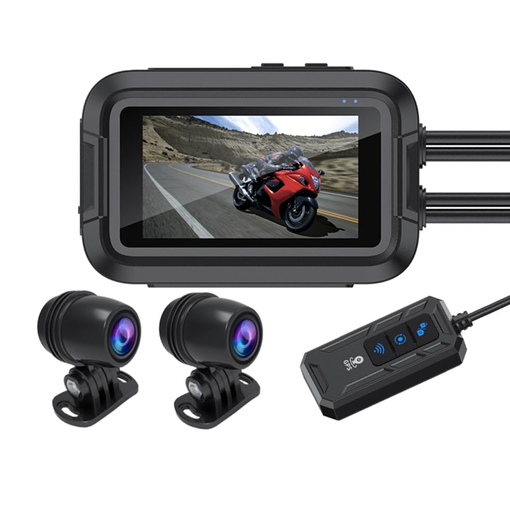 Qerwsdty Dual 1080P Motorrad DVR wasserdichte Moto Kamera WiFi GPS Dash Cam Vorne Hinten Video Recorder Black Box Langlebig von Qerwsdty