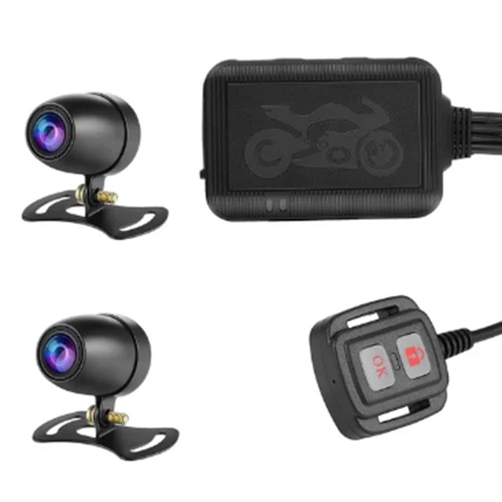 Qerwsdty Motorrad Dashcam DVR 1080P 120 Grad Dual Weitwinkel wasserdichte Kamera Videorecorder mit 24H Parküberwachung, Robust von Qerwsdty