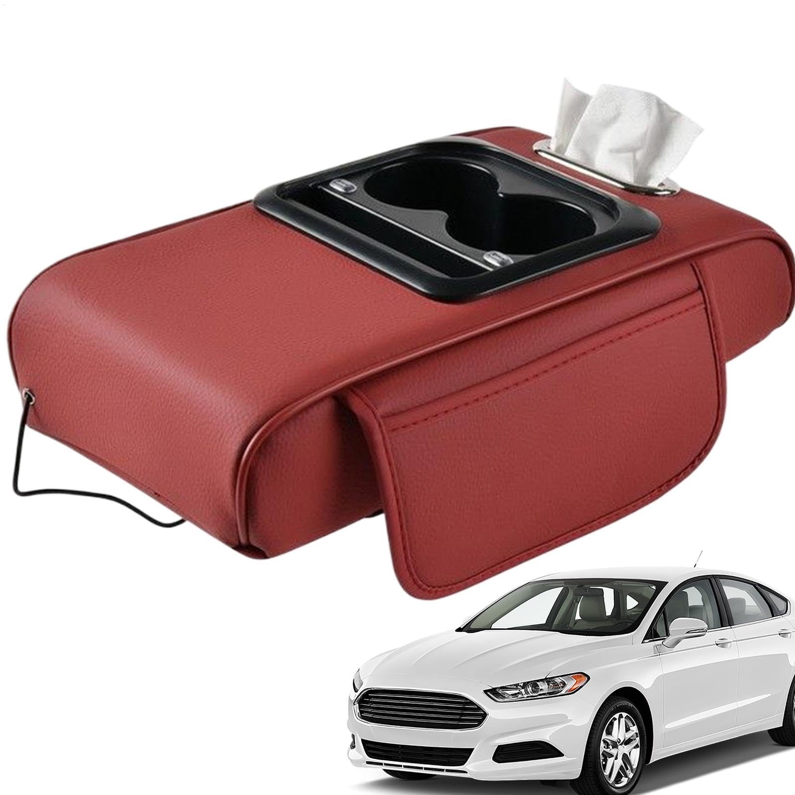 Qfdiwr Autoarmlehre, Auto Armlehnenkissen mit Tassenhalter - Center Console Elbow Rest Pad - Innenzubehör für Limousinen, Lastwagen, Kleinwagen und Wohnmobil von Qfdiwr