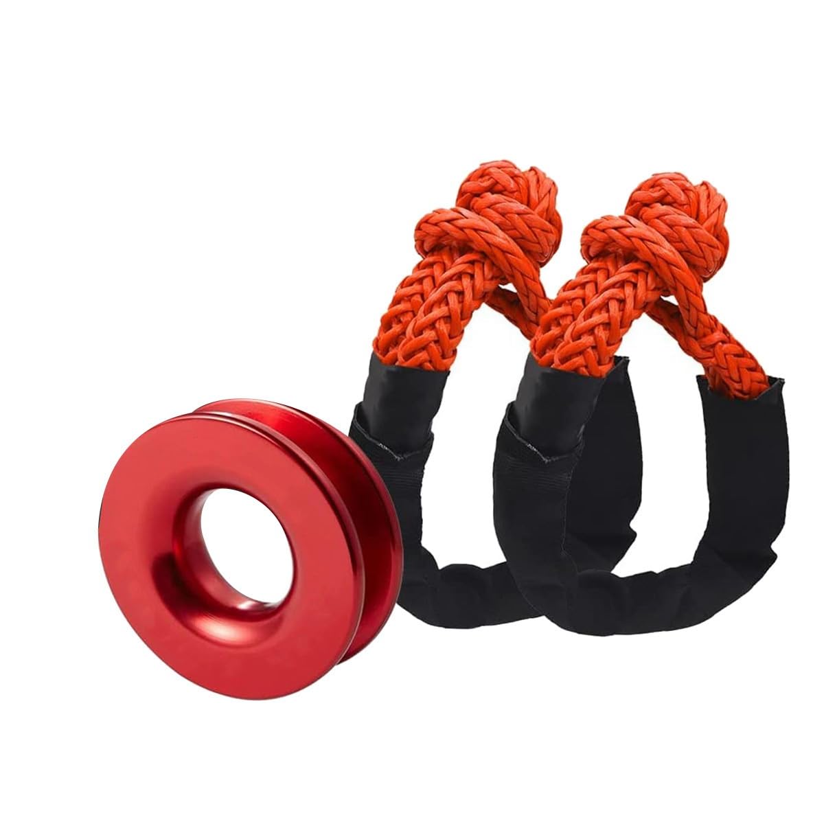 Qhpnunhq Recovery Ring mit Winch Snatch Recovery Ring 1/2 X 24 Rot Passend für ATV UTV SUV Truck Recovery (1 Stück Ring, 2 Stück Schäkel) von Qhpnunhq