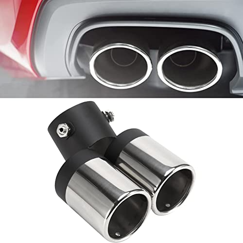 Doppelauspuffrohr, auspuffblende, Qiilu Auto Auspuff UNIVERSELLES MARMITTA-TERMINAL DI SCARICO DOPPIO TUNING SILENZIATORE PRO AUTO EM von Qiilu